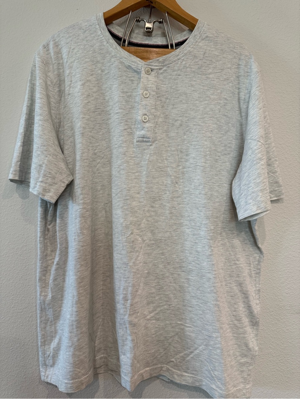 Weatherproof Vintage Gray Short Sleeve Henley Shirt Men's XXL Cotton